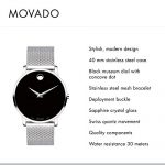 Movado Men's Museum Stainless Steel Watch with Concave Dot Museum Dial, Black/Silver