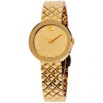 Movado Sapphire Quartz Movement Gold Dial Ladies Watch 0607107