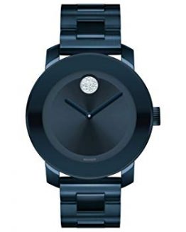 Movado Women's BOLD Iconic Metal Blue PVD Watch with a Flat Dot Sunray Dial, Blue (Model 3600388)