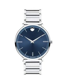 Movado Ultra Slim, Stainless Steel Case, Blue Dial, Stainless Steel Bracelet, Men, 0607168