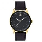 Movado Men's Museum Sport Yellow Gold Watch with a Printed Index Dial, Black/Gold (Model 0607223)