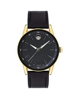 Movado Men's Museum Sport Yellow Gold Watch with a Printed Index Dial, Black/Gold (Model 0607223)