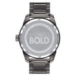 Movado Bold, Ionic Plated Gunmetal Steel Case, Black Dial