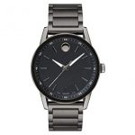 Movado Men's Museum Sport Gunmetal Watch with a Printed Index Dial, Grey/Black (Model 0607226)