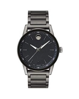 Movado Men's Museum Sport Gunmetal Watch with a Printed Index Dial, Grey/Black (Model 0607226)