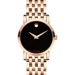 Movado Women's Red Label Rose Gold Watch with a Concave Dot Museum Dial, Gold/Pink (Model 607064)