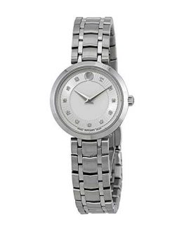 Movado 1881 Silver Diamond Dial Ladies Watch 0607097