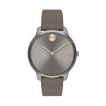 Movado Bold, Ionic Plated Grey Steel Case, Grey Dial, Taupe Nappa Leather Strap, Women, 3600593
