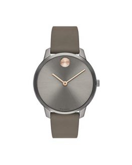 Movado Bold, Ionic Plated Grey Steel Case, Grey Dial, Taupe Nappa Leather Strap, Women, 3600593