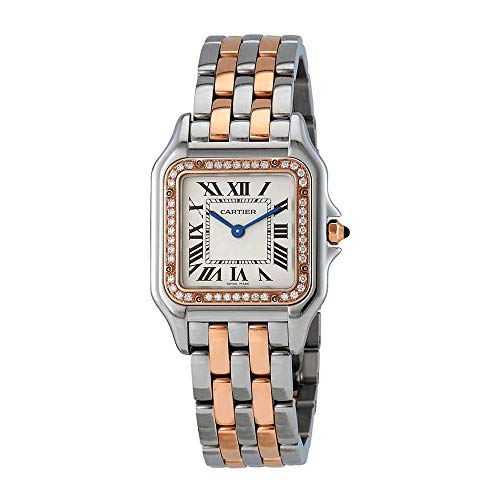 Cartier Panthere Silver Dial Ladies Steel and 18kt Pink Gold Medium Watch