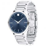 Movado Ultra Slim, Stainless Steel Case, Blue Dial, Stainless Steel Bracelet, Men, 0607168