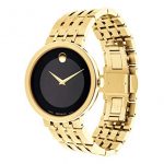 Movado Men's Esperanza Yellow Gold Watch with a Concave Dot Museum Dial, Gold/Black (Model 607059)