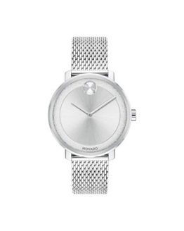 Movado Bold, Stainless Steel Case, Silver Dial, Stainless Steel Mesh Bracelet, Women, 3600579