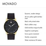 Movado Men's Museum Sport Yellow Gold Watch with a Printed Index Dial, Black/Gold (Model 0607223)