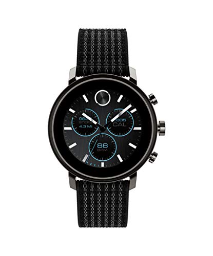 Movado Connect 2.0 Unisex Powered with Wear OS by Google Stainless Steel and Black Velcro Fabric Smartwatch, Color: Black (Model: 3660031)