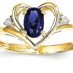 14k Yellow Gold Diamond Sapphire Band Ring Size 7.00 Stone Birthstone