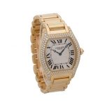Cartier Tortu Silver Dial 18K Yellow Gold Watch
