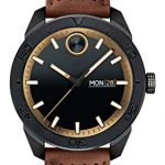 Movado Men's BOLD Sport Black PVD Watch with Brown Leather Strap