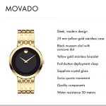 Movado Men's Esperanza Yellow Gold Watch with a Concave Dot Museum Dial, Gold/Black (Model 607059)