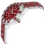 Dior Christal Red Dial Ladies Watch: Elegance in Stainless Steel with Sapphire Inserts