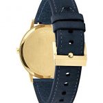 Movado FACE, Gold Ion-Plated Stainless Steel Case, Gold-Toned Dial, Navy Leather Strap, Men, 3640005