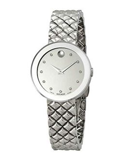 Movado Sapphire Diamond Silver Dial Ladies Watch 0607106