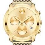 Movado Men's BOLD Thin Yellow Gold Chronograph Watch with a Printed Index Dial, Gold (Model 3600372)