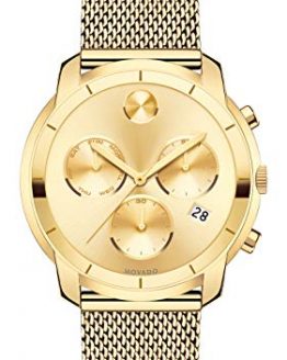 Movado Men's BOLD Thin Yellow Gold Chronograph Watch with a Printed Index Dial, Gold (Model 3600372)