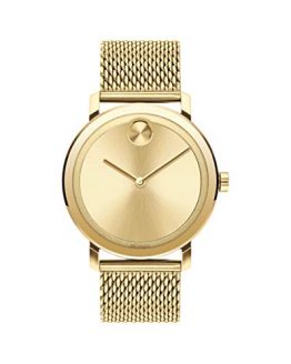 Movado Bold Evolution, Pale Yellow Gold Ion-Plated Stainless Steel Case, Pale Gold Dial, Pale Yellow Gold Ion-Plated Steel Mesh Bracelet, Men, 3600560