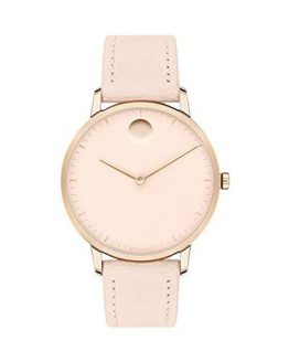 Movado FACE, Carnation Gold Stainless Steel Case, Light Pink Dial, Pink Leather Strap, 3640011