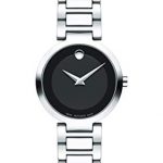 Movado Women's Modern Classic Stainless Steel Watch with Museum Dial, Black/Silver/Grey (607101)