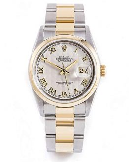 Box & Papers - Rolex Datejust 36 mm 16203 Yellow Gold & Stainless Steel - Ivory Dial - Oyster Bracelet - Men's Pre-Owned Watch (Certified Pre-Owned)