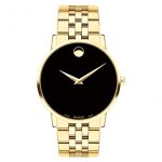 Movado Men's Museum Yellow Pvd Case with a Black Dial on a Yellow Pvd Bracelet