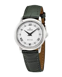 Omega De Ville Prestige White-Silvery Diamond Dial Ladies Leather Watch 424.13.27.60.52.002