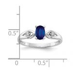 14k White Gold Sapphire Diamond Band Ring Size 7.00 Stone Birthstone