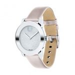 Movado Women's BOLD Iconic Metal Stainless Steel Watch with Glitter Dial, Silver/Pink (3600522)