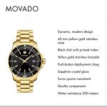 Movado Men's Series 800 Sport Yellow Gold Watch with a Printed Index Dial, Gold/Black (2600145)