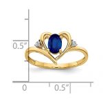 14k Yellow Gold Diamond Sapphire Band Ring Size 7.00 Stone Birthstone