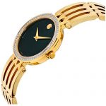 Movado Esperanza 607233 Quartz Ladies Watch – Diamond Green Mother of Pearl Dial in Gold Stainless Steel