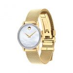 Movado Museum, Yellow Pvd Set Case, White Dial, Yellow Pvd Mesh Bracelet, Women