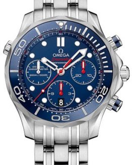 Omega Seamaster Diver Chronograph Blue Dial Steel Mens Watch