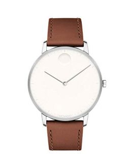 Movado Men's FACE Stainless Steel Case with a White Dial on a Cognac Leather Strap 3640001