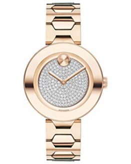 Movado Women's BOLD T-Bar Carnation Watch with a Flat Dot Crystal Dial, Pink
