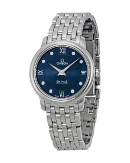 Omega DeVille Prestige Blue Diamond Dial Stainless Steel Ladies Watch 42410276053001