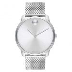 Movado Bold, Stainless Steel Case, Silver White Dial, Stainless Steel Mesh Bracelet