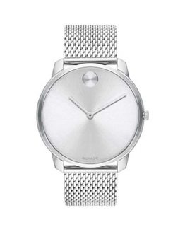 Movado Bold, Stainless Steel Case, Silver White Dial, Stainless Steel Mesh Bracelet