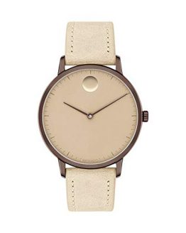 Movado FACE, Bronze Ion-Plated Stainless Steel Case, Sand Dial, Beige Leather Strap, Women, 3640012