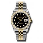 Rolex Oyster Perpetual Datejust 36 Black Dial Stainless Steel and 18K Yellow Gold Rolex Jubilee Automatic Ladies Watch 116243BKDJ