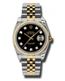 Rolex Oyster Perpetual Datejust 36 Black Dial Stainless Steel and 18K Yellow Gold Rolex Jubilee Automatic Ladies Watch 116243BKDJ
