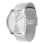 Movado Bold, Stainless Steel Case, Silver White Dial, Stainless Steel Mesh Bracelet